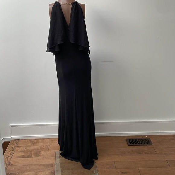 BA Nites Melanie Lyne Maxi Dress Off The Shoulder Gold Chain Neckline Black 4 - Picture 7 of 16